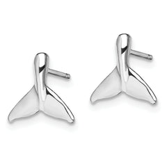 De-Ani Sterling Silver Rhodium-Plated Polished Mini Whale Tail Post Earrings
