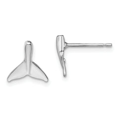 De-Ani Sterling Silver Rhodium-Plated Polished Mini Whale Tail Post Earrings