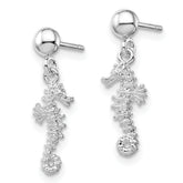 De-Ani Sterling Silver Rhodium-Plated 3D Mini Seahorse Dangle Post Earrings