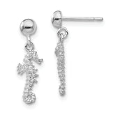 De-Ani Sterling Silver Rhodium-Plated 3D Mini Seahorse Dangle Post Earrings