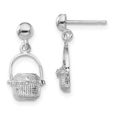 De-Ani Sterling Silver Rhodium-Plated Polished Nantucket Basket Post Earrings
