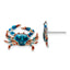 Enameled Blue Crab Stud Earrings in Sterling Silver, 18mm - Sophia Jewelers