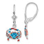 Enameled Blue Crab Leverback Earrings in Sterling Silver - Sophia Jewelers
