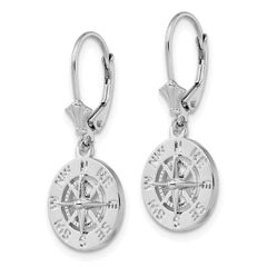 De-Ani Sterling Silver Rhodium-Plated Polished Mini Compass Leverback Earrings