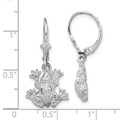 De-Ani Sterling Silver Rhodium-Plated Polished Frog Leverback Earrings