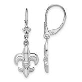 De-Ani Sterling Silver Rhodium-Plated Small Fleur de Lis Leverback Earrings