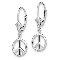 De-Ani Sterling Silver Rhodium-Plated 3D Peace Symbol Leverback Earrings