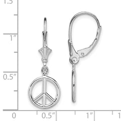 De-Ani Sterling Silver Rhodium-Plated 3D Peace Symbol Leverback Earrings