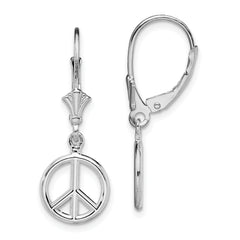 De-Ani Sterling Silver Rhodium-Plated 3D Peace Symbol Leverback Earrings