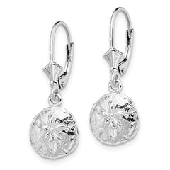 De-Ani Sterling Silver Rhodium-Plated Polished Sand Dollar Leverback Earrings