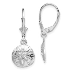 De-Ani Sterling Silver Rhodium-Plated Polished Sand Dollar Leverback Earrings