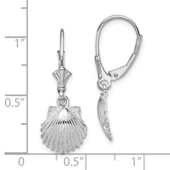 De-Ani Sterling Silver Rhodium-Plated Polished Shell Leverback Earrings
