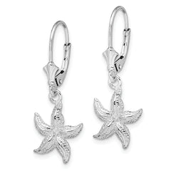 De-Ani Sterling Silver Rhodium-Plated Polished Starfish Leverback Earrings