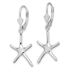 De-Ani Sterling Silver Rhodium-Plated Polished Starfish Leverback Earrings