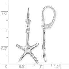 De-Ani Sterling Silver Rhodium-Plated Polished Starfish Leverback Earrings