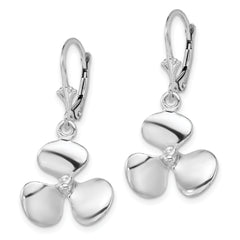 De-Ani Sterling Silver Rhodium-Plated Polished 3D Propeller Leverback Earrings