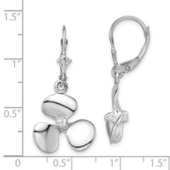 De-Ani Sterling Silver Rhodium-Plated Polished 3D Propeller Leverback Earrings