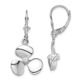 De-Ani Sterling Silver Rhodium-Plated Polished 3D Propeller Leverback Earrings