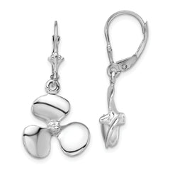 De-Ani Sterling Silver Rhodium-Plated Polished 3D Propeller Leverback Earrings