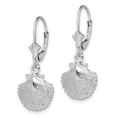 De-Ani Sterling Silver Rhodium-Plated Polished Scallop Shell Leverback Earrings