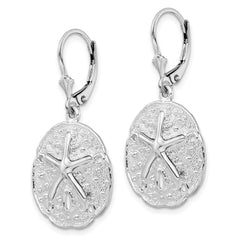De-Ani Sterling Silver Rhodium-Plated Sand Dollar Starfish Leverback Earrings