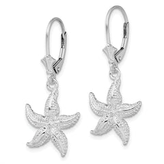 De-Ani Sterling Silver Rhodium-Plated Polished Starfish Leverback Earrings