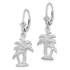 De-Ani Sterling Silver Rhodium-Plated Polished Palm Trees Leverback Earrings