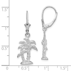 De-Ani Sterling Silver Rhodium-Plated Polished Palm Trees Leverback Earrings