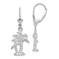 De-Ani Sterling Silver Rhodium-Plated Polished Palm Trees Leverback Earrings