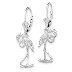 De-Ani Sterling Silver Rhodium-Plated Polished Flamingo Leverback Earrings