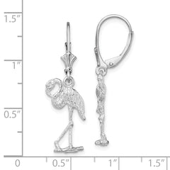 De-Ani Sterling Silver Rhodium-Plated Polished Flamingo Leverback Earrings