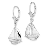 De-Ani Sterling Silver Rhodium-Plated Polished Sailboat Leverback Earrings