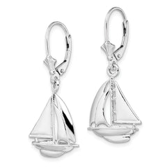 De-Ani Sterling Silver Rhodium-Plated Polished Sailboat Leverback Earrings