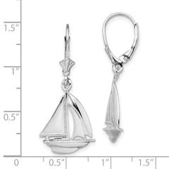 De-Ani Sterling Silver Rhodium-Plated Polished Sailboat Leverback Earrings