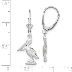 De-Ani Sterling Silver Rhodium-plated Polished 3D Small Pelican Leverback Earrings