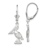 De-Ani Sterling Silver Rhodium-plated Polished 3D Small Pelican Leverback Earrings