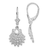 De-Ani Sterling Silver Rhodium-plated Polished Lions Paw Shell Leverback Earrings