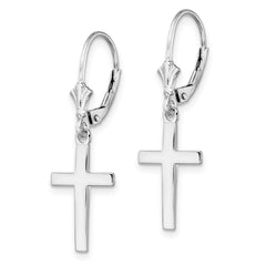 De-Ani Sterling Silver Rhodium-Plated Polished Latin Cross Leverback Earrings