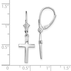 De-Ani Sterling Silver Rhodium-Plated Polished Latin Cross Leverback Earrings