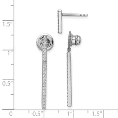 Sterling Shimmer Sterling Silver Rhodium-plated 48 Stone CZ Post Dangle Bar Earrings