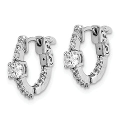 Sterling Shimmer Sterling Silver Rhodium-plated 22 Stone CZ In and Out Round Hinged Hoop Earrings