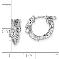 Sterling Shimmer Sterling Silver Rhodium-plated 22 Stone CZ In and Out Round Hinged Hoop Earrings