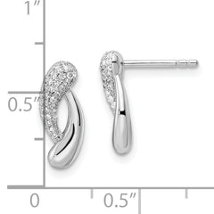 Sterling Silver Rhodium-plated Polished CZ Post Earrings