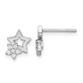 Sterling Silver Rhodium-plated CZ Star Post Earrings