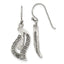Sterling Silver Antiqued CZ Greek Key Leaf Shepherd Hook Earrings