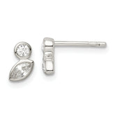 Sterling Silver Polished CZ Post Earrings