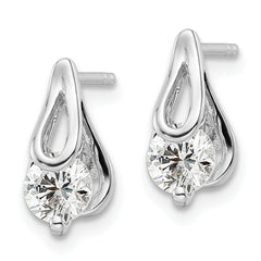 Sterling Silver Rhodium-plated CZ Post Earrings