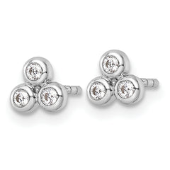 Sterling Silver RH Polished CZ Post Earrings