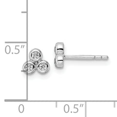 Sterling Silver RH Polished CZ Post Earrings