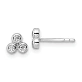 Sterling Silver RH Polished CZ Post Earrings